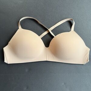 Victorias Secret Bra 34 DDD Beige T Shirt Lightly Lined Wire Less Free Foam Cup